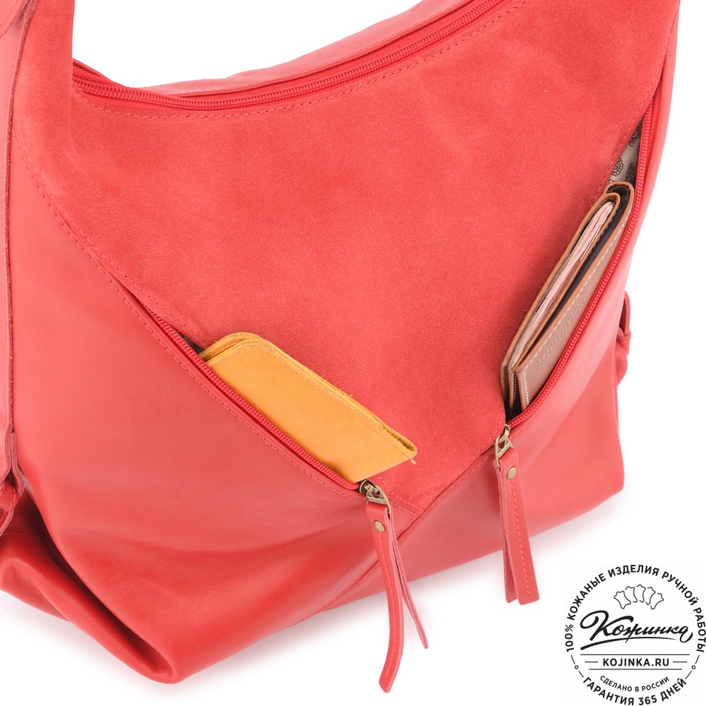  Женская кожаная сумка "Эмилия" (красная)